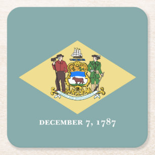 Porta-copo De Papel Quadrado Bandeira do Estado Patriótico Delaware