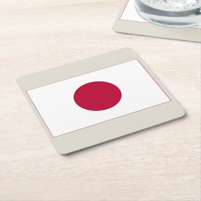 Porta-copo De Papel Quadrado Bandeira do Japão: Hinomaru, Nisshōki, Ascensão Ve (Inclinado)