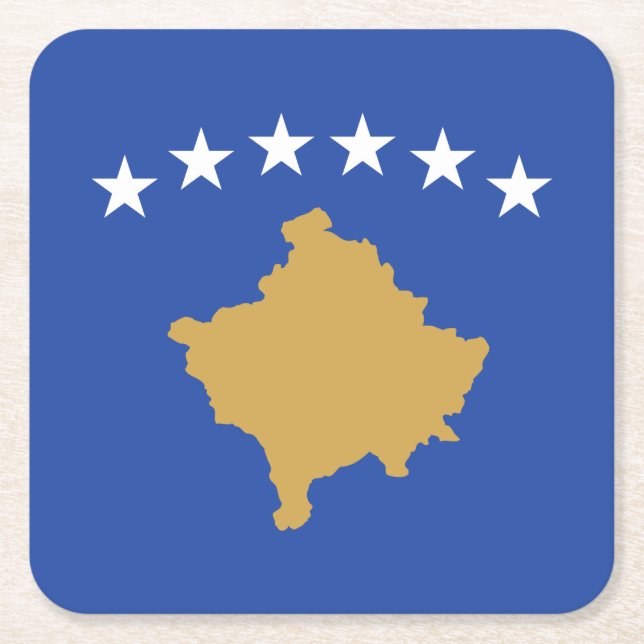 Porta-copo De Papel Quadrado Bandeira do Kosovo (Frente)