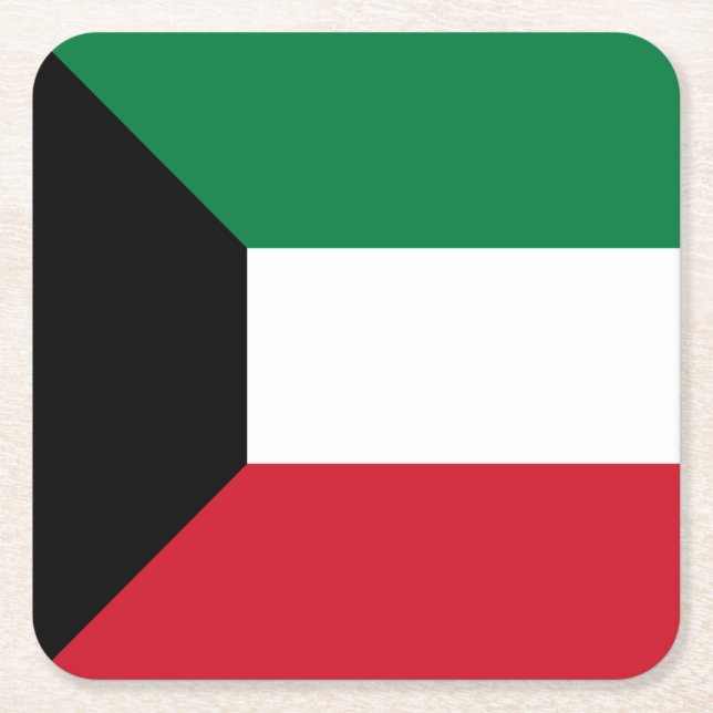 Porta-copo De Papel Quadrado Bandeira do Kuwait (Frente)