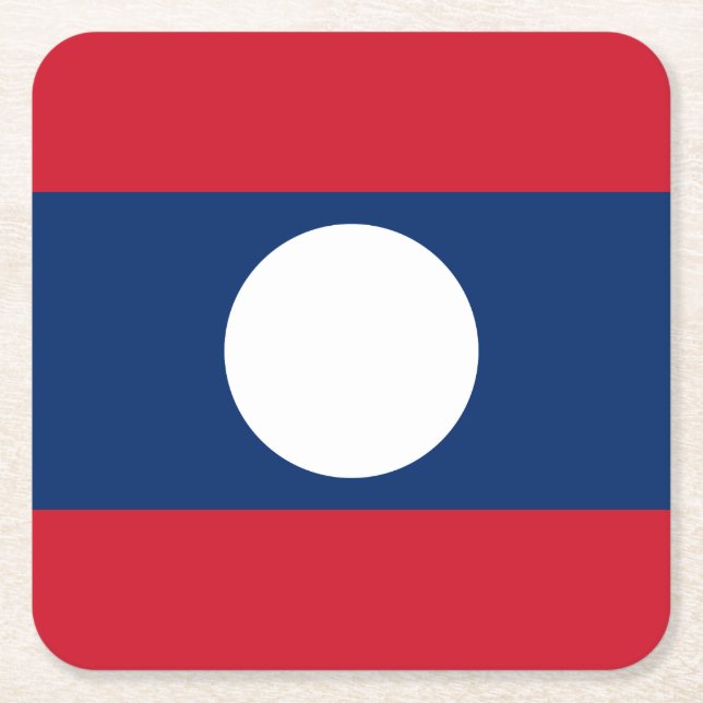 Porta-copo De Papel Quadrado Bandeira do Laos (Frente)