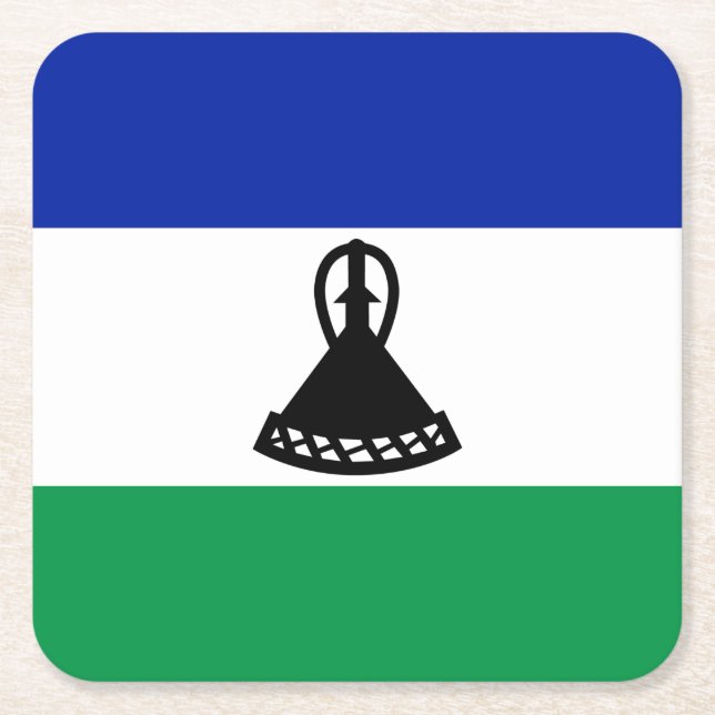 Porta-copo De Papel Quadrado Bandeira do Lesoto (Frente)