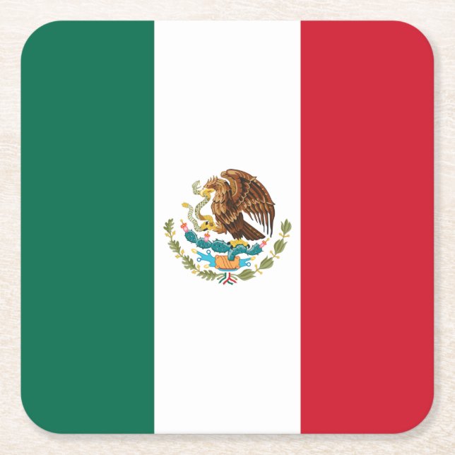 Porta-copo De Papel Quadrado Bandeira do México, Bandera da República Mexicana (Frente)