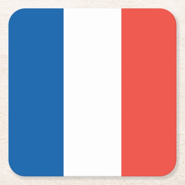 Porta-copo De Papel Quadrado Bandeira Francesa, Vive la France, Partido do Dia  (Frente)