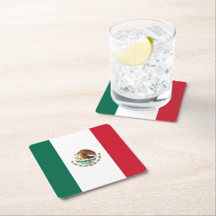 Porta-copo De Papel Quadrado Bandeira Mexicana