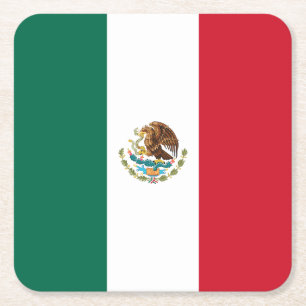 Porta-copo De Papel Quadrado Bandeira mexicana