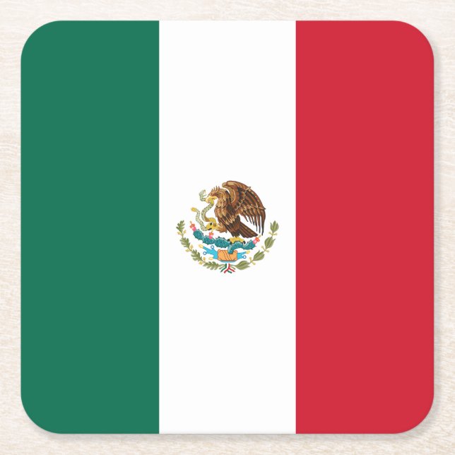 Porta-copo De Papel Quadrado Bandeira mexicana (Frente)