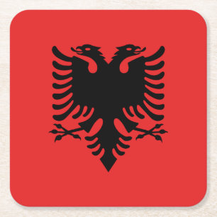 Porta-copo De Papel Quadrado Bandeira Patriótica Albanesa