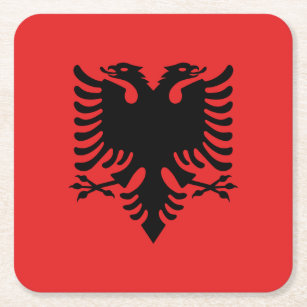 Porta-copo De Papel Quadrado Bandeira Patriótica Albanesa