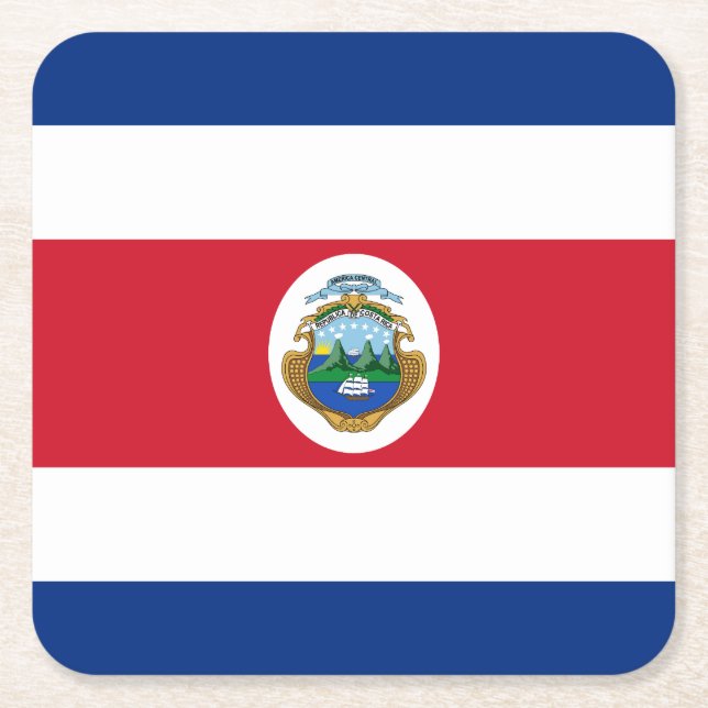 Porta-copo De Papel Quadrado Bandeira Patriótica da Costa Rica (Frente)