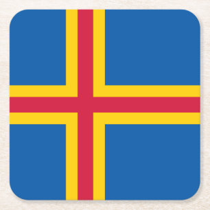 Porta-copo De Papel Quadrado Bandeira Patriótica das Ilhas Åland