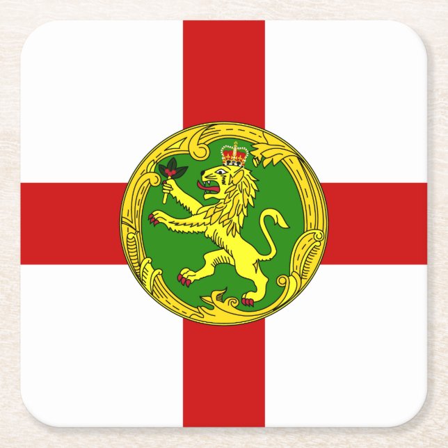 Porta-copo De Papel Quadrado Bandeira Patriótica de Alderney (Frente)