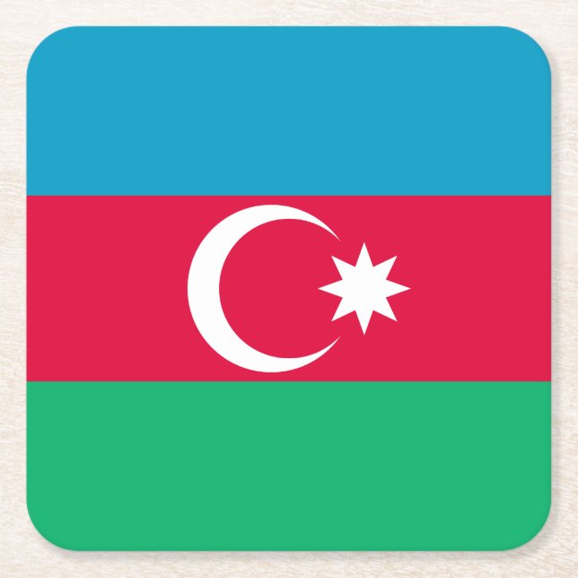 Porta-copo De Papel Quadrado Bandeira Patriótica do Azerbaijão (Frente)