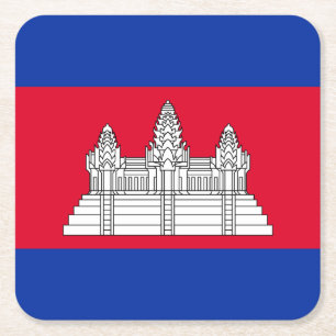 Porta-copo De Papel Quadrado Bandeira Patriótica do Camboja