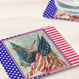 Porta-copo De Papel Quadrado Bandeira Patriótica do Quatro de Julho da Águia Bo
