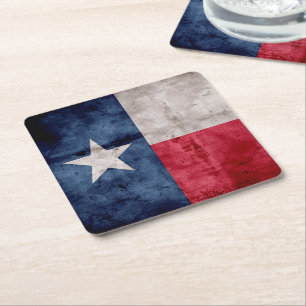 Porta-copo De Papel Quadrado Bandeira resistida do estado de Texas do vintage