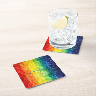 Porta-copo De Papel Quadrado Bandeira tie-dye da SlipperyJoe's arco-íris pressi