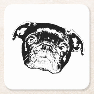 Porta-copo De Papel Quadrado Bandeja de Copos com Linha de Pug Negrito