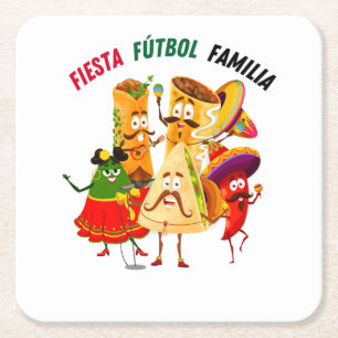 Porta-copo De Papel Quadrado Bandeja de festa de futebol mexicano para família