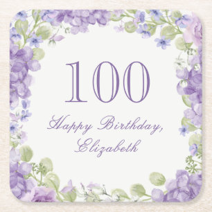 Porta-copo De Papel Quadrado Bandejas Elegantes de Flores Roxas para 100º Anive