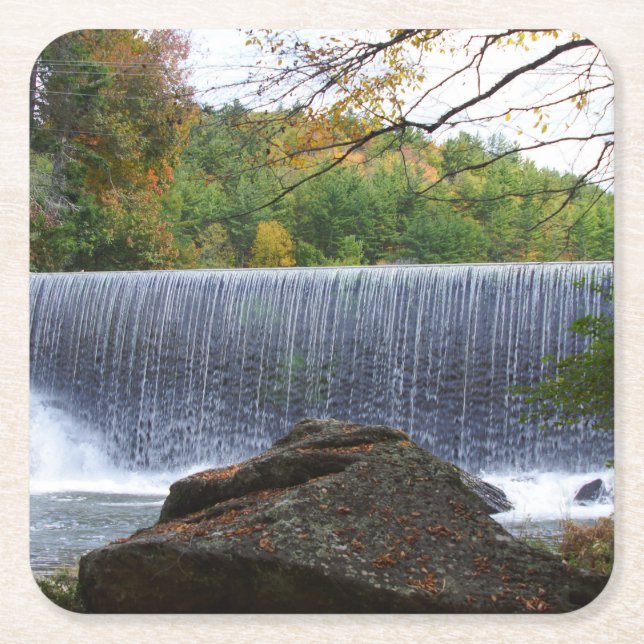 Porta-copo De Papel Quadrado Banner Elk, NC Waterfall (Frente)