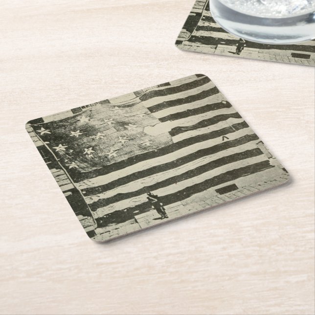 Porta-copo De Papel Quadrado Banner estrelado por estrelas: bandeira americana  (Inclinado)