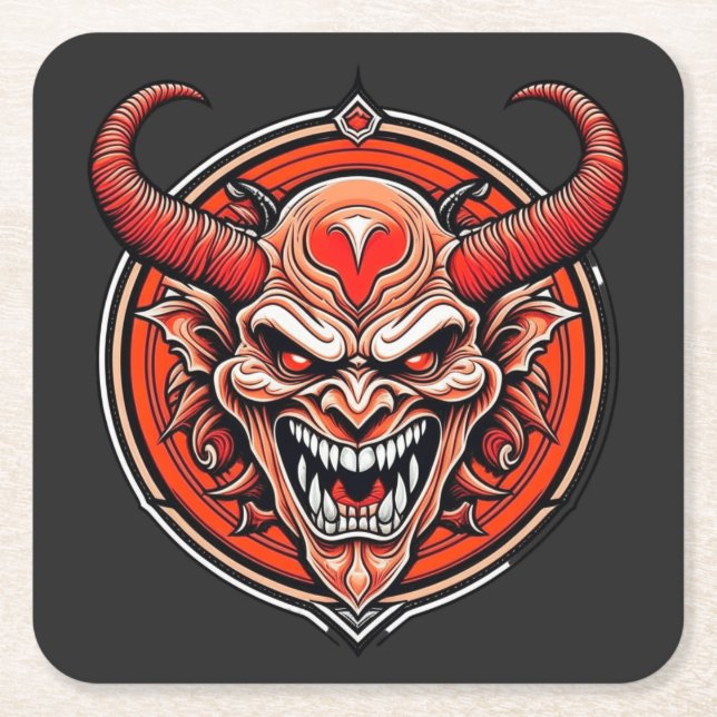 Porta-copo De Papel Quadrado Baphomet Demon (Frente)