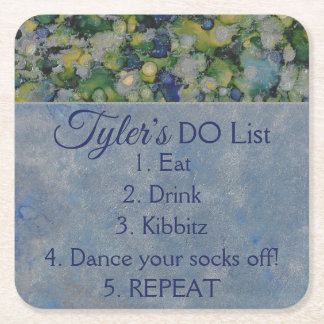 Porta-copo De Papel Quadrado BAR BM ou Bat Mitzvah Blues Silvers