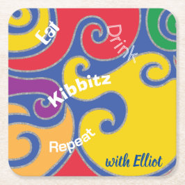 Porta-copo De Papel Quadrado BAR BM ou Bat Mitzvah espirais coloridas