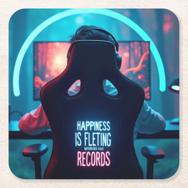 Porta-copo De Papel Quadrado Bar Mat: Ganhar tem registros (Frente)