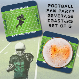Porta-copo De Papel Quadrado Bar Sporty Football Navy e Green Man Cave