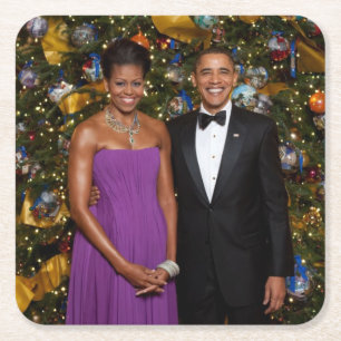 Porta-copo De Papel Quadrado Barack Obama Presidente dos EUA Casa Branca Natal 