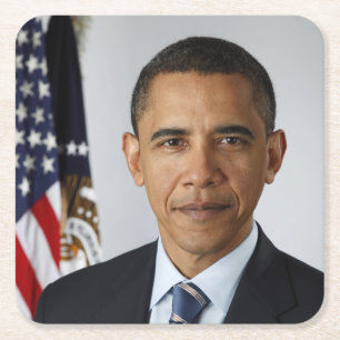 Porta-copo De Papel Quadrado Barack Obama Presidente dos EUA Casa Branca Retrat