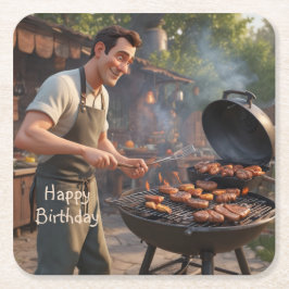 Porta-copo De Papel Quadrado Barbecue Man Birthday