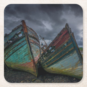 Porta-copo De Papel Quadrado Barcos de pesca velhos