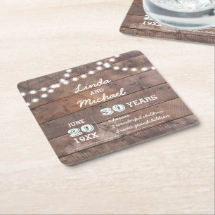 Porta-copo De Papel Quadrado Barnwood ilumina o aniversário personalizado