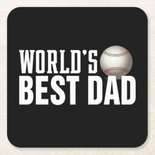 Porta-copo De Papel Quadrado Baseball em Melhor Tipografia do Pai do Mundo Po