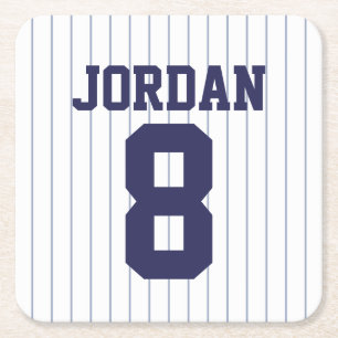 Porta-copo De Papel Quadrado Baseball Jersey com nome e número personalizados