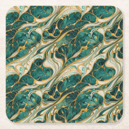 Porta-copo De Papel Quadrado Bases de mármore verde e dourado com design