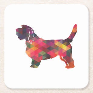 Porta-copo De Papel Quadrado Basset Griffon Vendeen Dog Breed Geo Multi