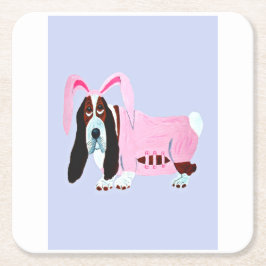 Porta-copo De Papel Quadrado Basset Hound de terno de coelho