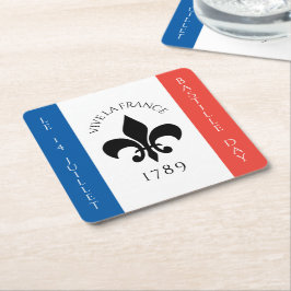 Porta-copo De Papel Quadrado Bastilha Day Fleur-de-Lis Tricolore França Flag