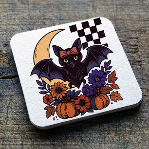 Porta-copo De Papel Quadrado Bat De Halloween Com Estética Gótica Da Lua