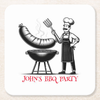 Porta-copo De Papel Quadrado BBQ Party  Personalized Chef 
