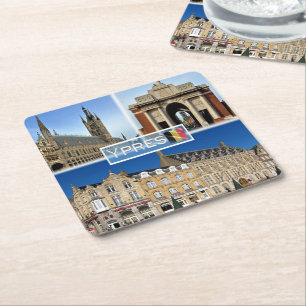 Porta-copo De Papel Quadrado BE Ypres - Lakenhal, no Museu Flanders Fields -
