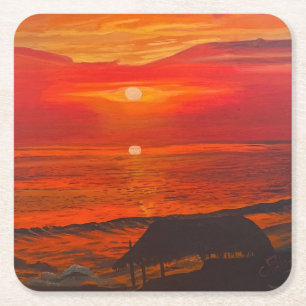 Porta-copo De Papel Quadrado Beach Shack, Original por Gary Poling