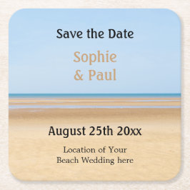 Porta-copo De Papel Quadrado Beach Wedding Salve A Porta copos De Papel De Data
