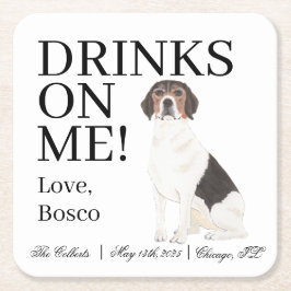 Porta-copo De Papel Quadrado Beagle Wedding