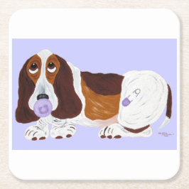 Porta-copo De Papel Quadrado Bebê Basset Hound