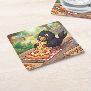 Porta-copo De Papel Quadrado Bebê de desenho animado melro preto corvo gralha c